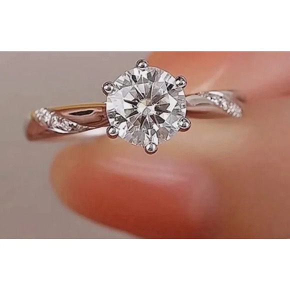 NEW 1ct Simulated Diamond 14k White Gold Plated Silver Ring - Picture 11 of 16